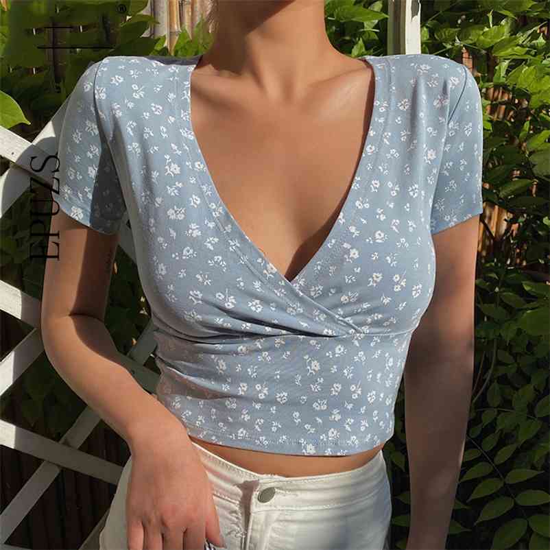 

Harajuku shirt kawaii korean cue sexy ops for women graphic s vinage Floral crop op Summer 210521, Navy blue