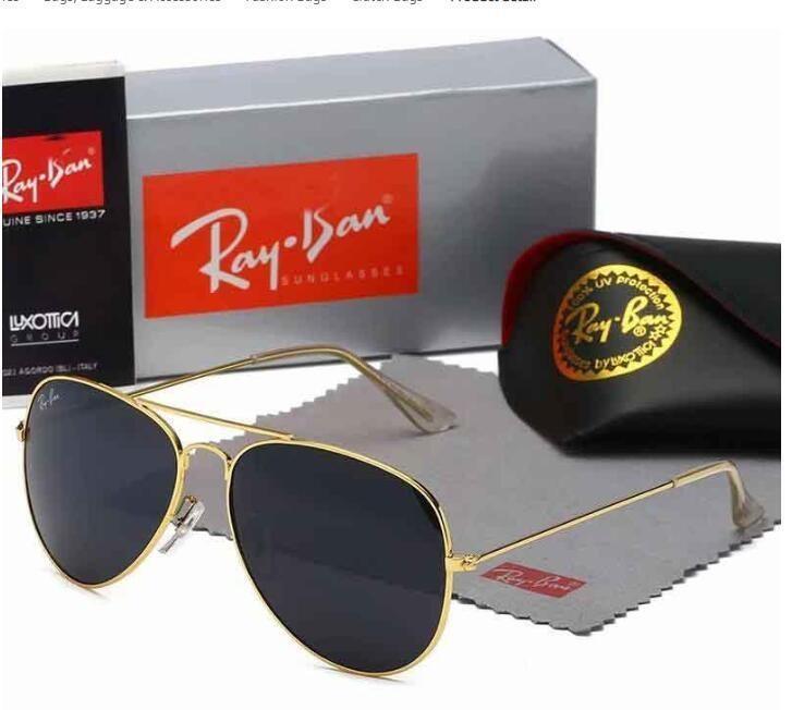 

High Quality Ray Men Women Sunglasses Vintage Pilot Aviator Wayfarer Brand Sun Glasses Band UV400 Bans Ben With Box and Case 3025, White;black
