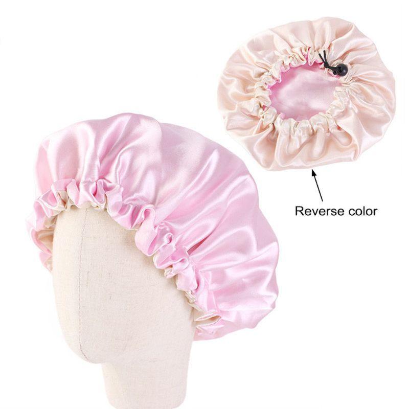

Caps & Hats Kids Reversible Satin Bonnet Double Layer Adjustable Size Sleep Night Hat N0HD, Yellow