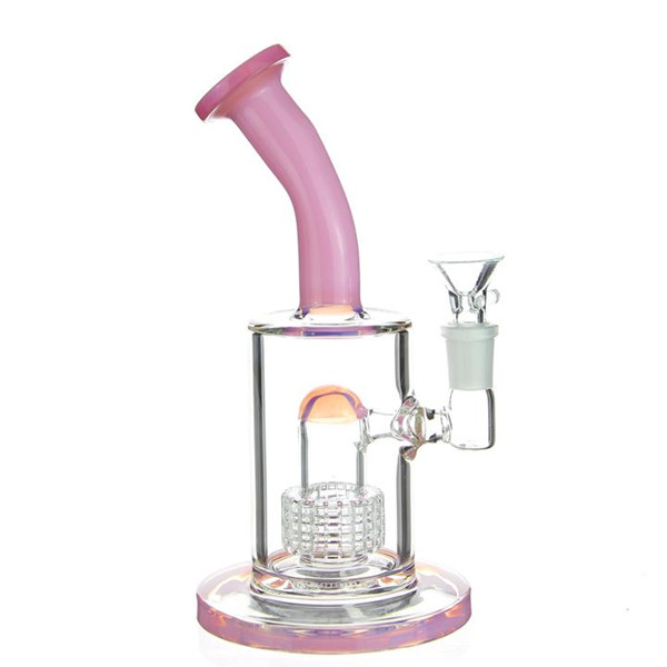 

Tropical Matrix Cannon Bong Hookahs Pink glass Water Bongs Recycler Dab Rigs Smoke Glasses Waterpipes with 14mm Bowl