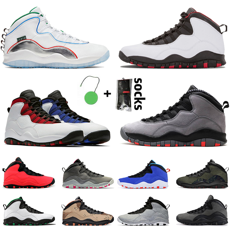 

Men Women Jumpman 10 10s Basketball Shoes Chicago Cement Wings Cool Grey Seattle GS Fusion Red Sneakers Tinker Racer Blue Desert Camo Trainers, No.17 cool grey ii