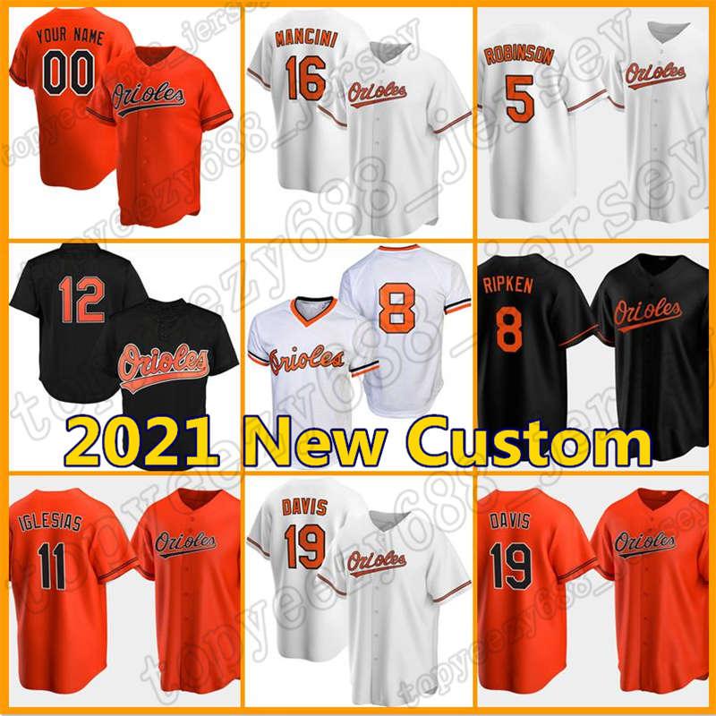 

8 Cal Ripken Jr Custom Orioles 16 Trey Mancini Baseball Chris Davis Manny Machado Cedric Mullins Roberto Alomar Baltimore Bundy Jersey, Blue;black