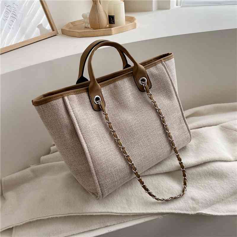 

Simple canvas fashion small fragrance chain 2021 new portable one shoulder women's bag, Yellow