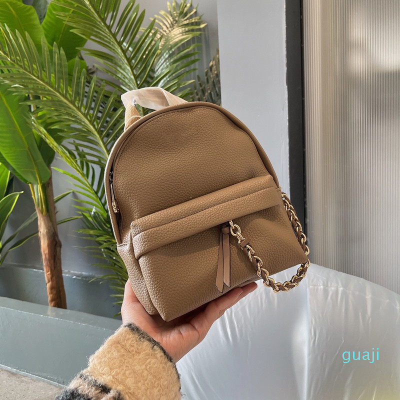 

fashion school bags classic solid letter print High quality leather autumn backpack small-bags women's travel-bags big 33cm small 23cm 9454, Black