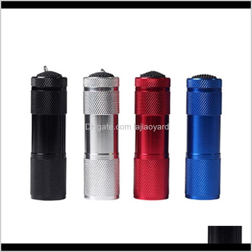 

Aluminum Alloy Portable Uv Violet 9 Led 30Lm Torch Lamp Mini 4 Color Zza416 Pnrr0 Flashlights Torches Qellg