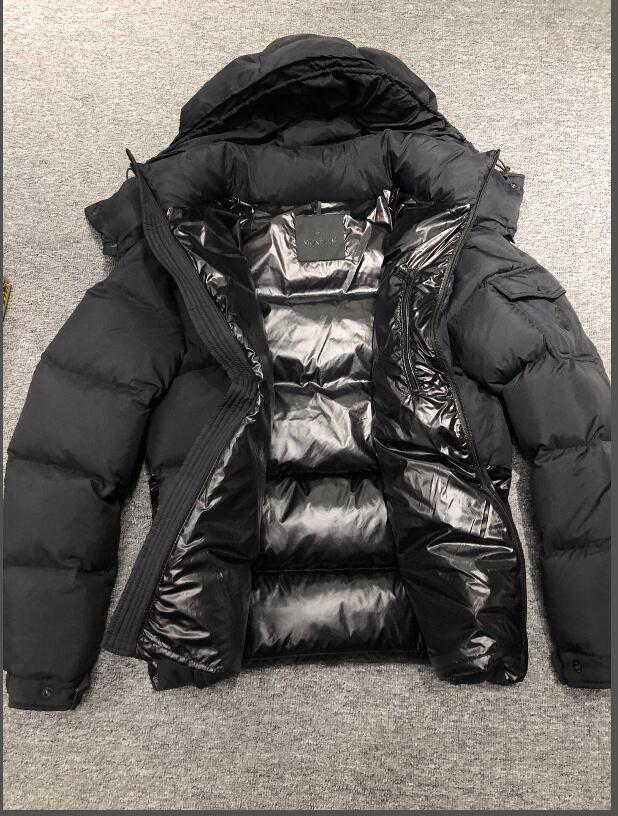 

Men Hooded Down Coat Thick Soft Warm Double Zipper Waterproof Parkas Side letters design Black White Jacket Size 12345