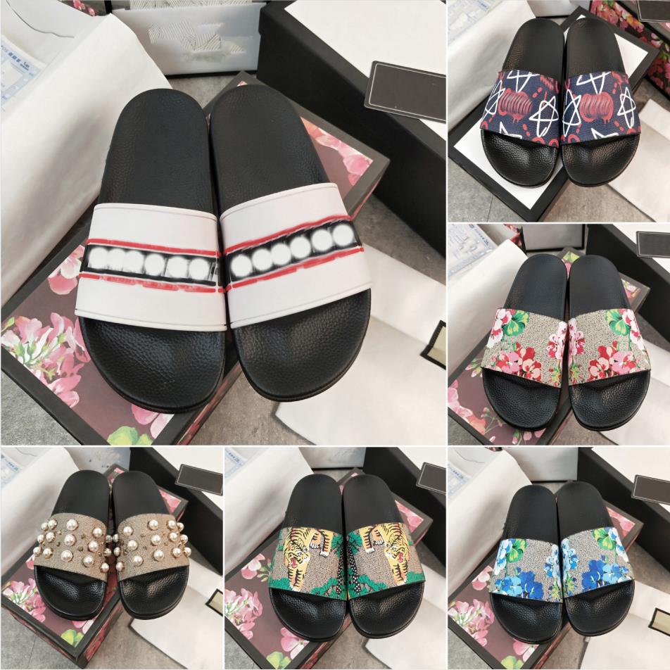 

2022 Designer Slides Mens Womens Slippers with Original Box Dust Bag Fashion luxury summer sandals beach sneakers flowers printing leather platform shoes 07