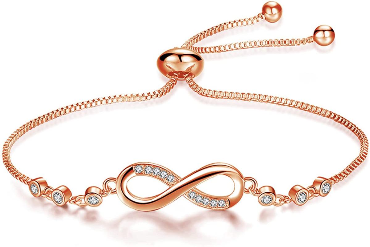 

Link, Chain 2021 Fashion Rose Gold Plated Bracelet Adjustable Cubic Zirconia Birthday Jewellery Gift For Women