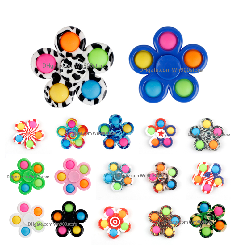 

Tie Dye Simple Fidget Spinner Push Bubble Hand Spinner for ADHD Anxiety Stress Relief Bulk Sensory Party Favor for Kids