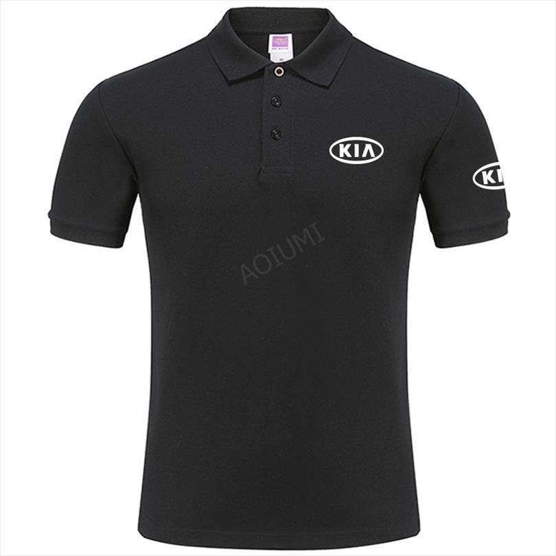 

summer short sleeve kia mens polo shirt solid colour casual cotton clothes, White;black