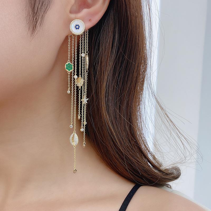 

Dangle & Chandelier Beach Sea Fish Seashell Charms Tassel Earrings For Women Statement Marine Life
