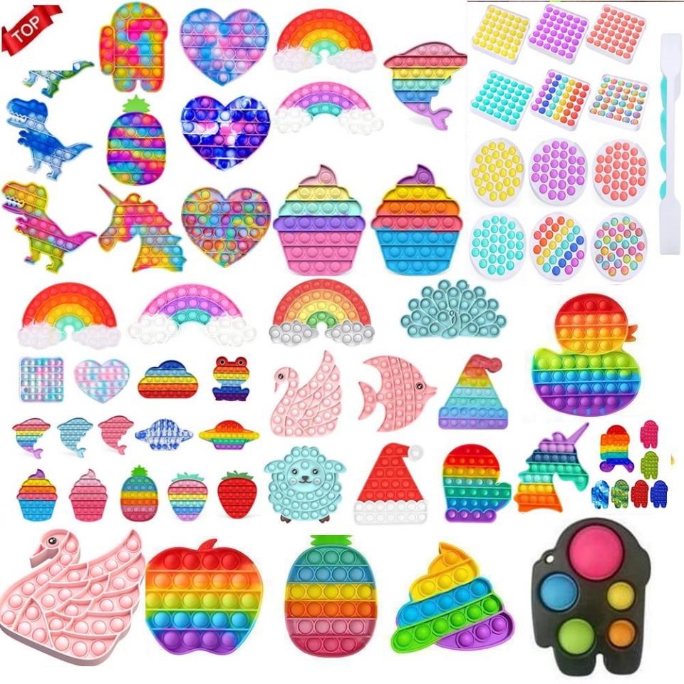

New 100 Multi Colors Push Bubble Sensory Toy Autism Needs Squishy Stress Reliever Toys Adult Kid Funny Anti-stress Fidge Reliver Stress Gifts