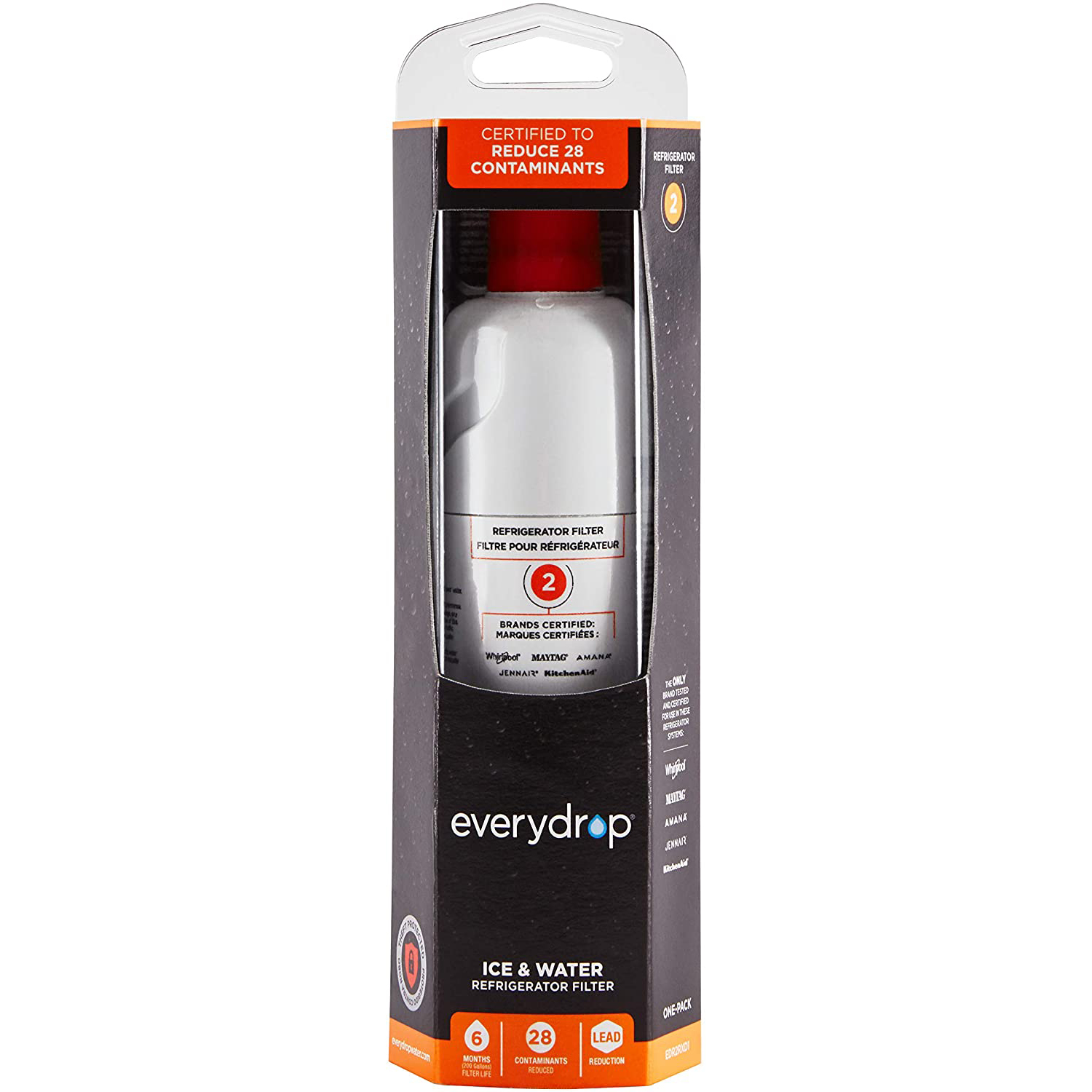 

everydrop by Whirlpool kitchen Ice and Water Refrigerator Filter 2,EDR2RXD1 Compatible with filters W10413645a,W10238154,kenmore 469082, 469