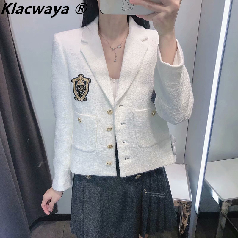 

Za White Blazer Women Suit Jacket With Buttons Fashion Casual Set 210521, Beige