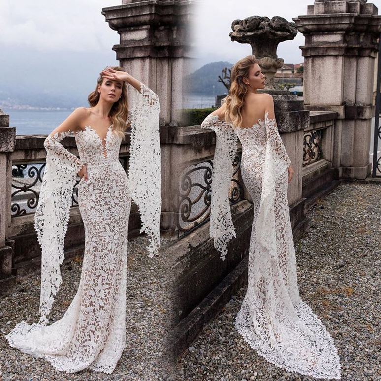 2022 White Sheer See Through Backless Mermaid Prom Dresses Plus Size Lace Tulle Custom Made Evening Gowns Formals Robes De Soiree