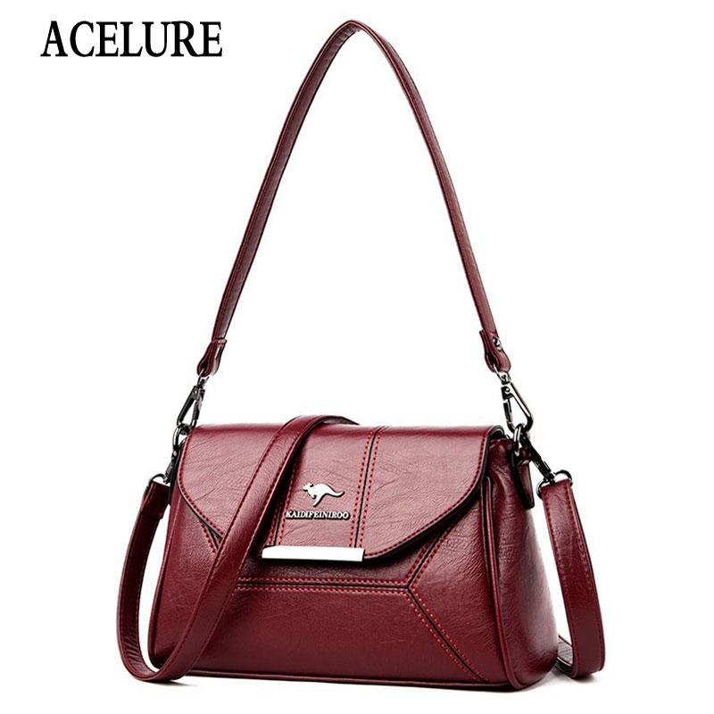 

Evening Bags ACELURE Red PU Leather Women Small Shoulder Zipper Cover High Capacity Purse Crossbody Female Simple Fashion