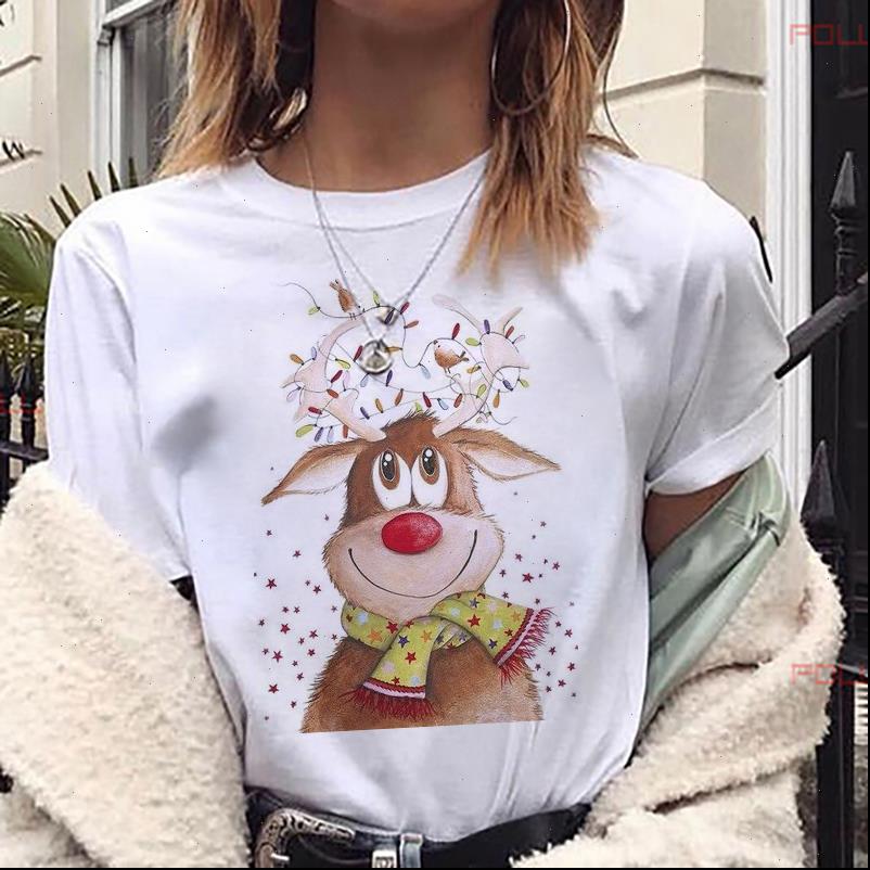 

maycaur harajuku reindeer vogue kawaii womens t shirt christmas print tshirts white casual tee femme clothes gifts