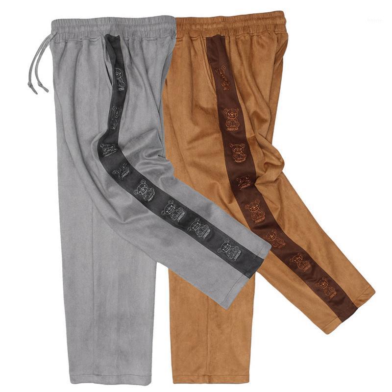 

Men's Pants Mens Bear Embroidery Sweatpants Patchwork Optional Streetwear Casual Trousers Unisex Retro Oversized Baggy Cozy, Black