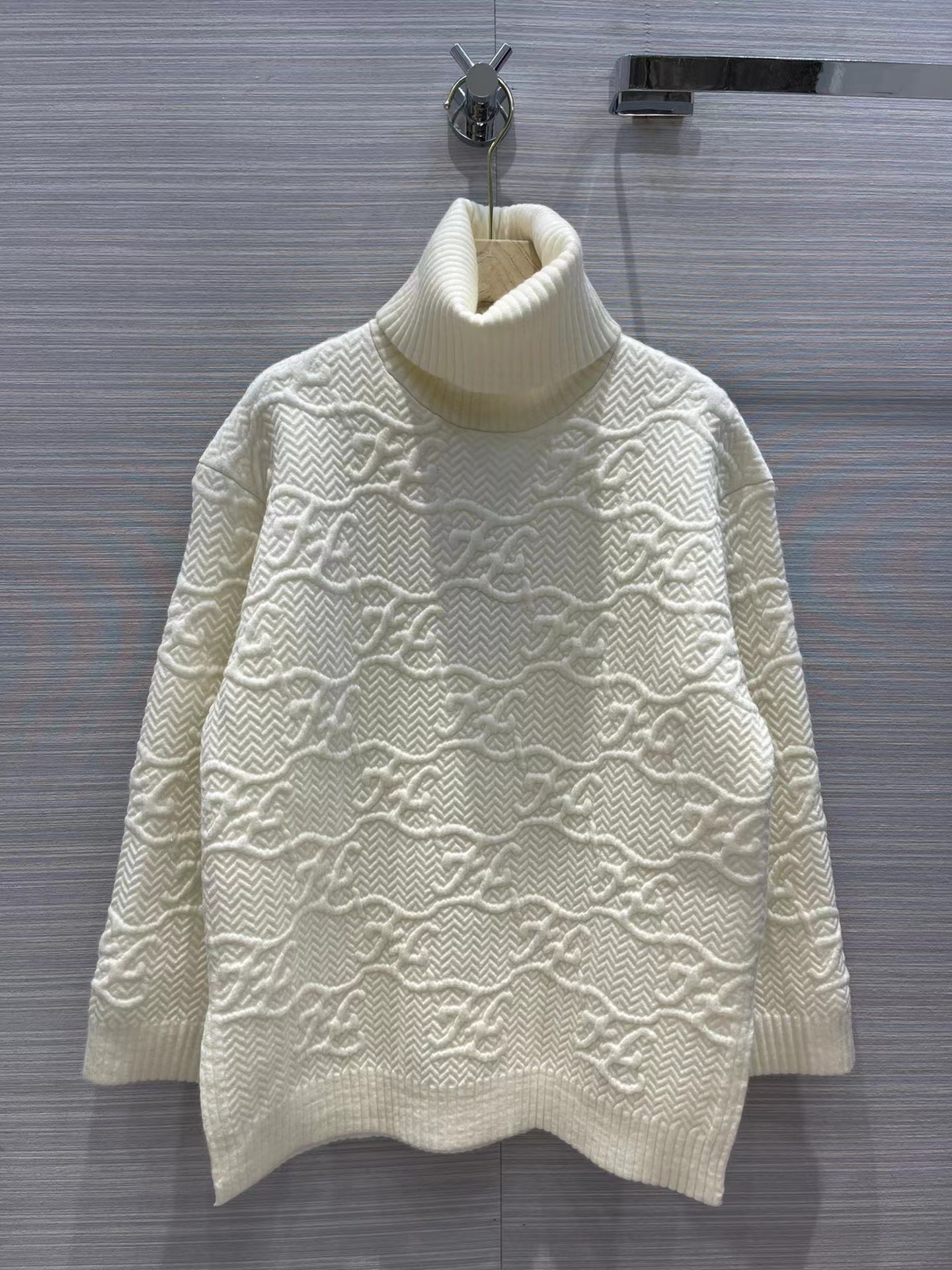 

Milan Runway Sweaters 2021 Autumn Winter Long Sleeves Turtle Neck Women' Coats High End Jacquard Pullovers Women Designer Sweater 1028-1, White