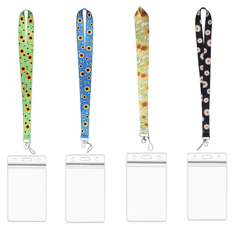 

Keychains 8Pcs Sunflower Lanyard With Card Holder Neck Straps Strap For ID