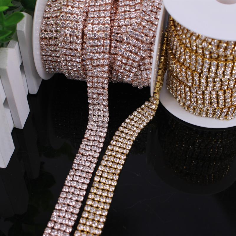 

Wedding Sashes 5 Yard/Roll 2/4 Row Rhinestone Trim Applique Crystal Chain Clear Close Cake Ribbon Costume Dress