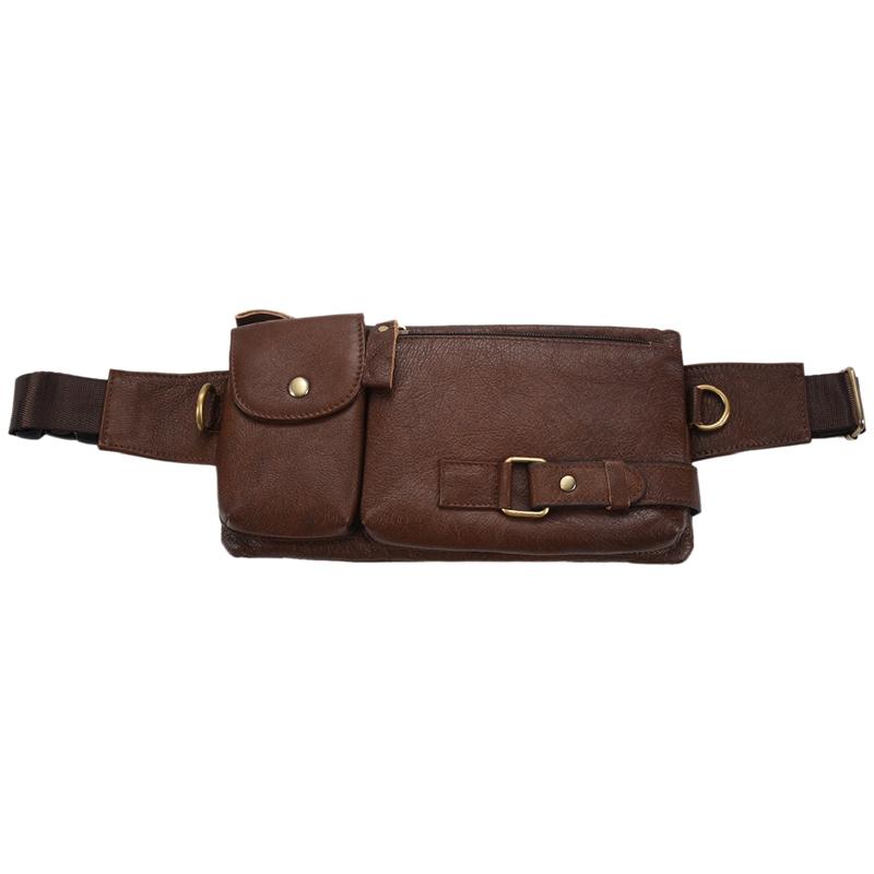 

Waist Bags BULLCAPTAIN Genuine Leather Packs Fanny Pack Belt Bag Phone Pouch Travel Male Functional
