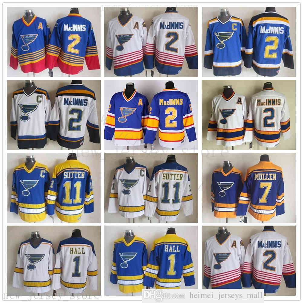 

Vintage CCM Stitched 2 AL MacINNIS Jerseys ice Hockey 1 Glenn Hall 7 Joe Mullen 11 Brian Sutter Jersey Embroidery C Patch, Same as picture