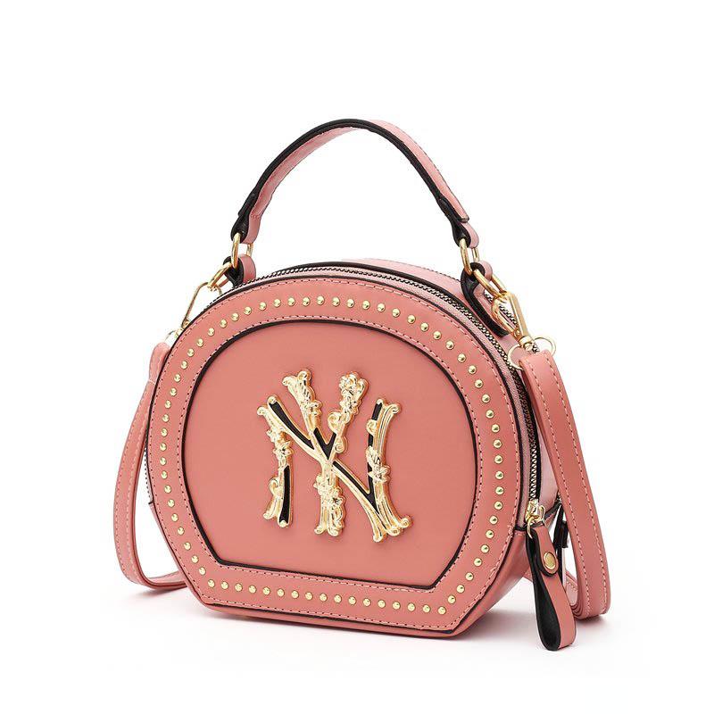 

Women Small Shoulder Bag Ladies Luxury Designer Purses Hand Bags Rivet Crossbody NY Round Handbags Duffel