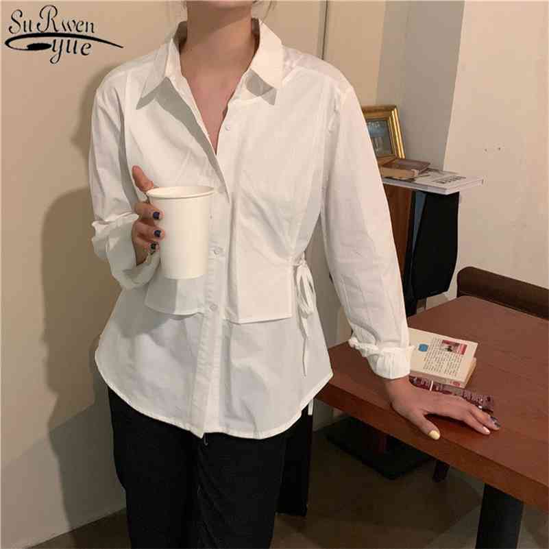 

Fake 2 Pieces Women Clothing Oversize Blouses Cotton Women Shirts Spring Tops Casual Long Sleeve Blouse Blusas 13136 210518, Blue