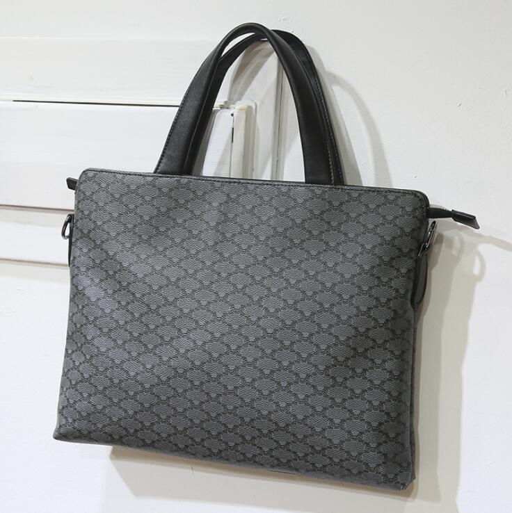 

sales mens leathers shoulder bags Joker wear-resistant polka dot business briefcase personalized printed leather handbag simple plaid men messenger bag, Black1