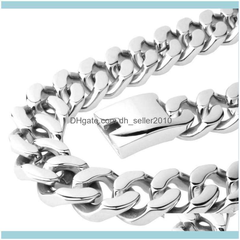 

Necklaces Pendants Jewelry20Mm Wide Heavy Cool Men 316L Stainless Steel Curb Cuban Link Chain Necklace & Bracelet Jewelry Gift 7-40Inch Chai