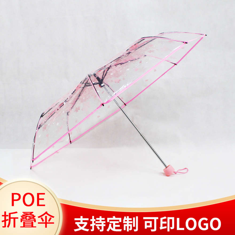 

Transparent folding umbrella romc flower three fold transparent gift sunny rain