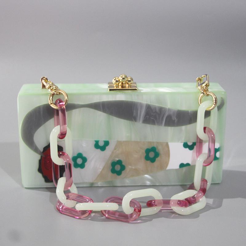 

Evening Bags Pearl Metal Clasp Trendy Handbag Brand Fashion Women Acrylic Luxury Party Woman Cute Wedding Box Clutch Purse, Bead chain