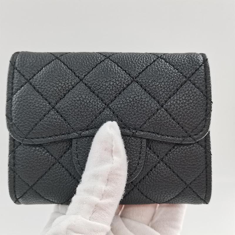 

Luxury Classical Women Bag Brand Fashion Caviarr Business Card Holder High Quality PU Leather Wallets, Red;black