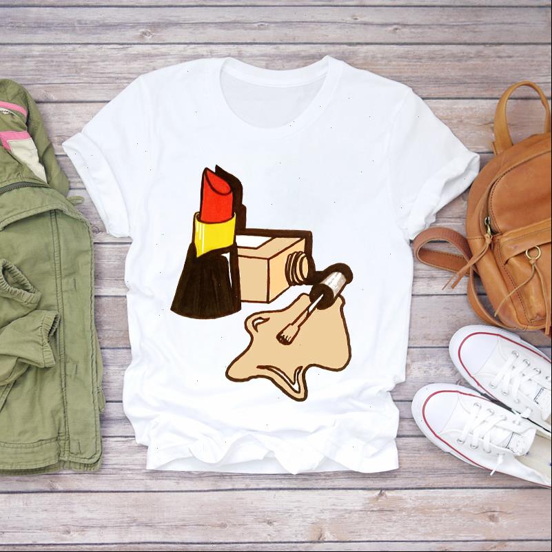

women t shirts summer fingernail nail art girl cute lady fashion print shirt ladies womens graphic female tee, White