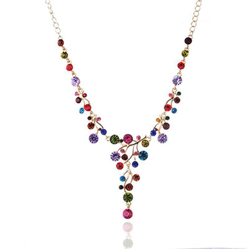

Chains Statement High-end Rhinestones Necklace Accessories Handmade Fashion Colorful Crystals Necklaces Jewelry For Women