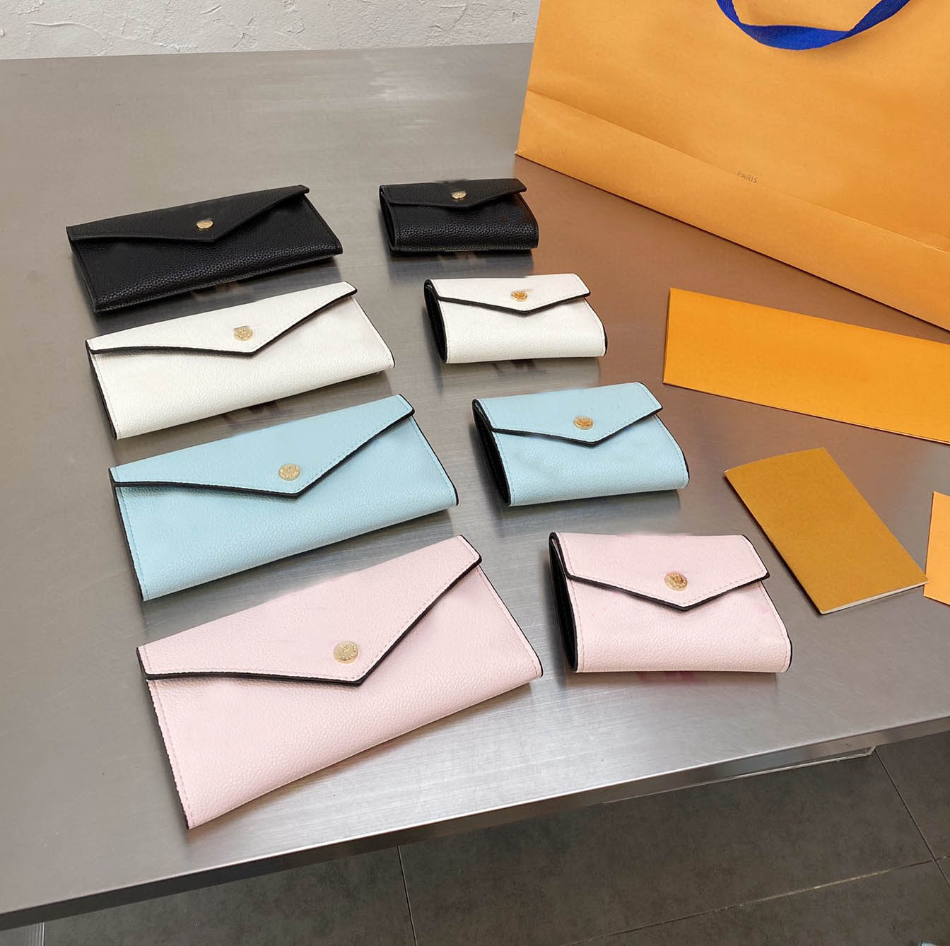 

2021 High Quality Fashion Card Holder 3A Women's Wallet Long Short Short Classic Button Leather Check With Original Box Ladies Coin Purse, Make up the difference