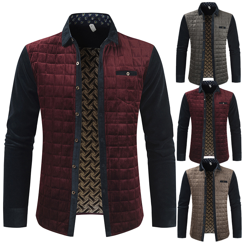 

Men's shirt autumn and winter youth fashion casual business top, Brown