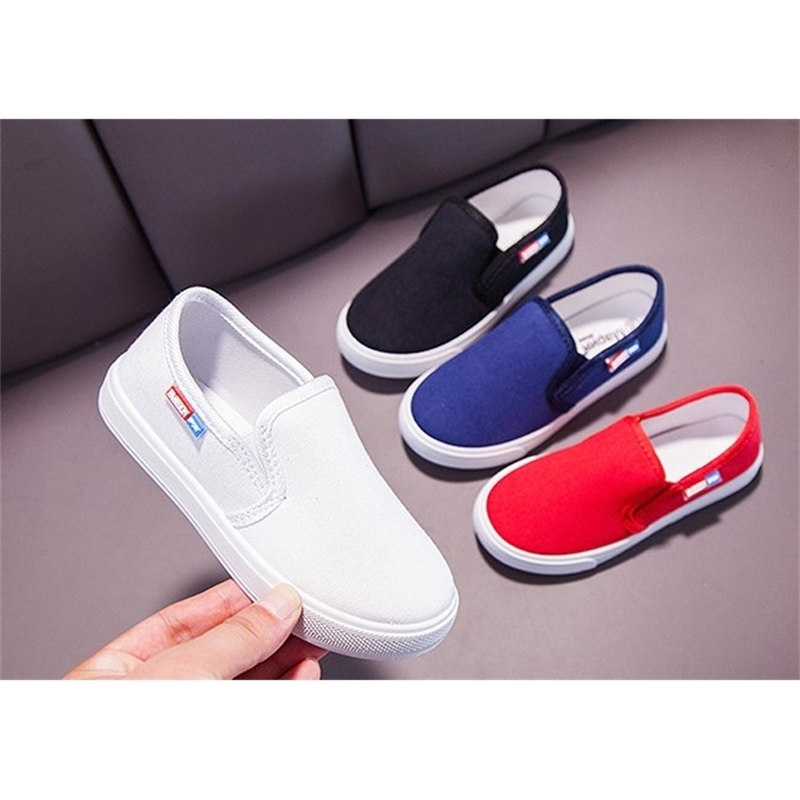

Boys Canvas Shoes Sneakers Girls Tennis Shoes Slip On Kids Footwear Toddler White Black Bebe Chaussure Zapato Casual SandQ baby 210329, Navy
