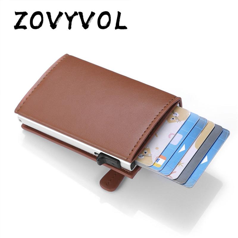 

Wallets ZOVYVOL PU Leather Men Women Smart Wallet Slim Card Case Automatic Fashion Coin Purse RFID Aluminum Box Anti-theft Holder, Red;black