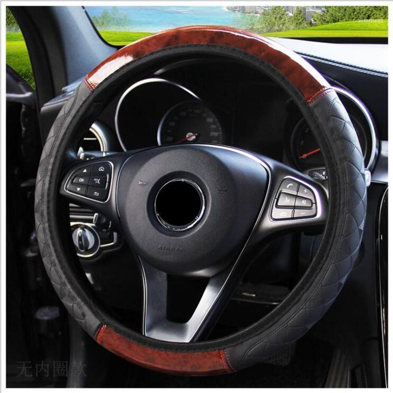 

Steering Wheel Covers Auto Decoration PU Leather Car Cover 4 Colors Interior Accessories Universal Wooden Pattern1