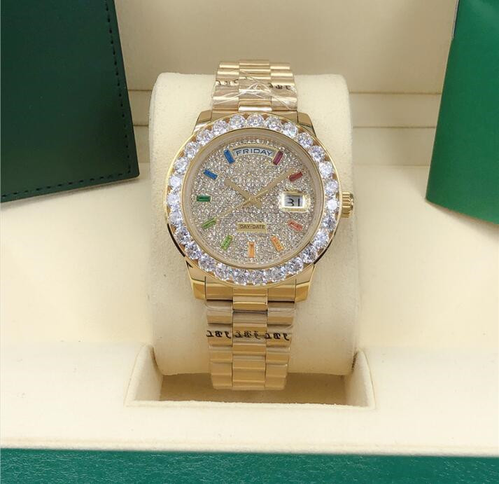 

2022 Hottest diamond gold fashion ladies dress watch 36mm date sapphire men automatic mechanical watches sports womens bracelet Ring wristwatch, Only box.no watches