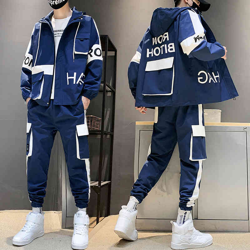 

Men's Tracksuits Hip-hop Suit Male Set Track Suits Sweatsuit Man Tracksuit Mens Pant Zipper Pockets Outwear 2PC Jacket+Pants s 202, A162 black