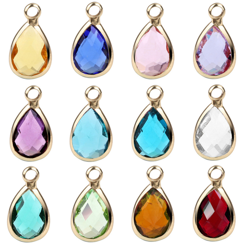

18K Gold Plated Tear Drop Crystal Charms 12 Monthes Birthstone for DIY Jewelry Making