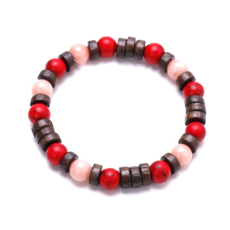 

Beaded, Strands Vintage Natural Stone Bracelets For Women Men Picture Red Imperial Jaspers Sun Wooden Beads Bracelet Lucky Jewelry Boho