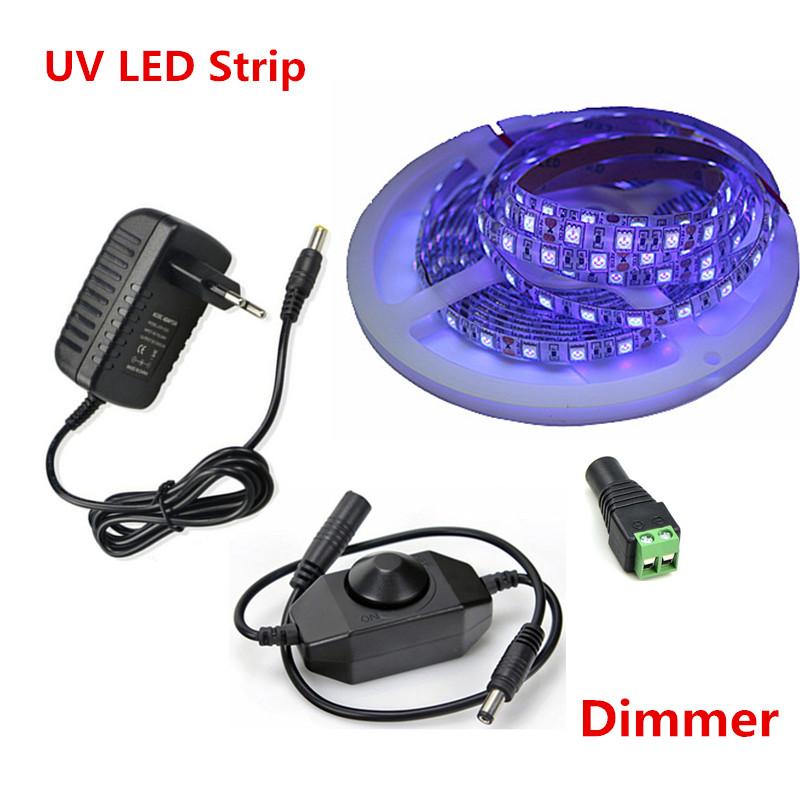 12V 5050 SMD 395-400nm UV LED Flexible Strip  light lamp+RF remote+5A 12v power 