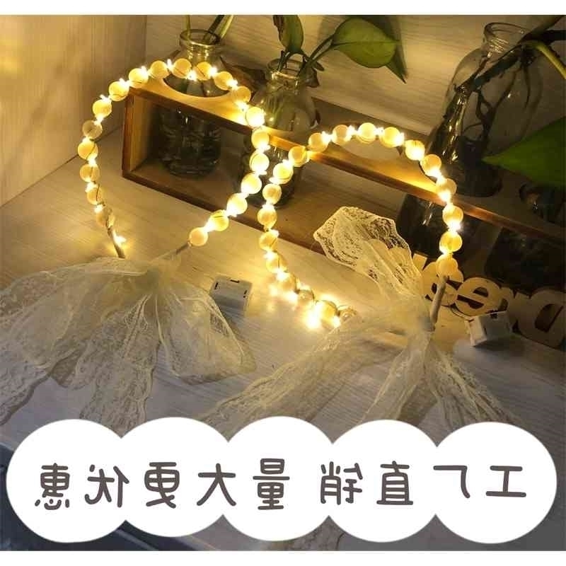 

pearl Luminous ribbon lace luminous bow fairy hair band night market