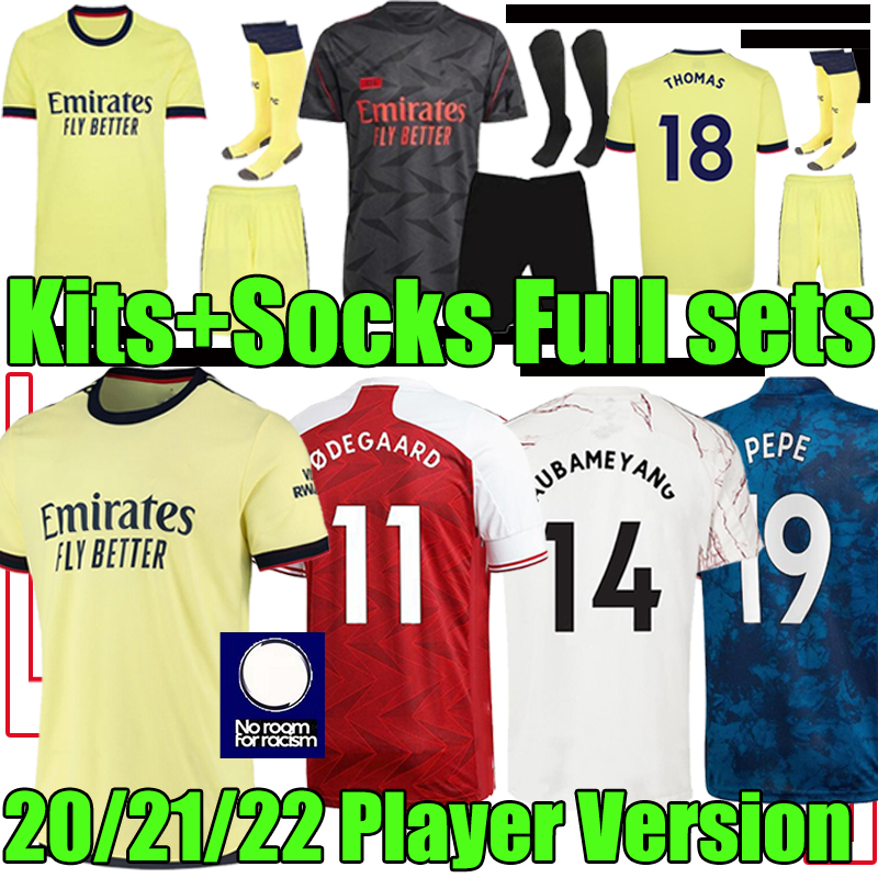 

Gunners Fans Player Version 21/22 Arsen soccer Jerseys Adults kids Kits sock Full sets 2021 2022 424 ODEGAARD THOMAS PEPE SAKA TIERNEY HENRY WILLIAN football shirts, 21-22 away kits+socks