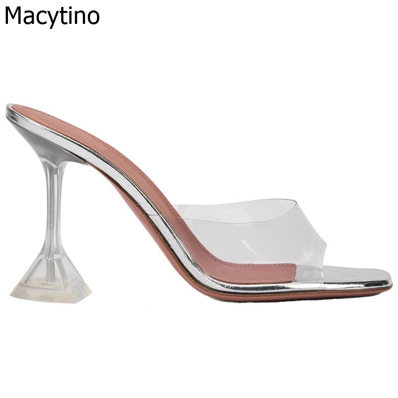 

Slippers Summer Sexy PVC Transparent High Heels Clear Heel Party Flip Flops Shoes Yellow Women Sandals Size 35-42, Black