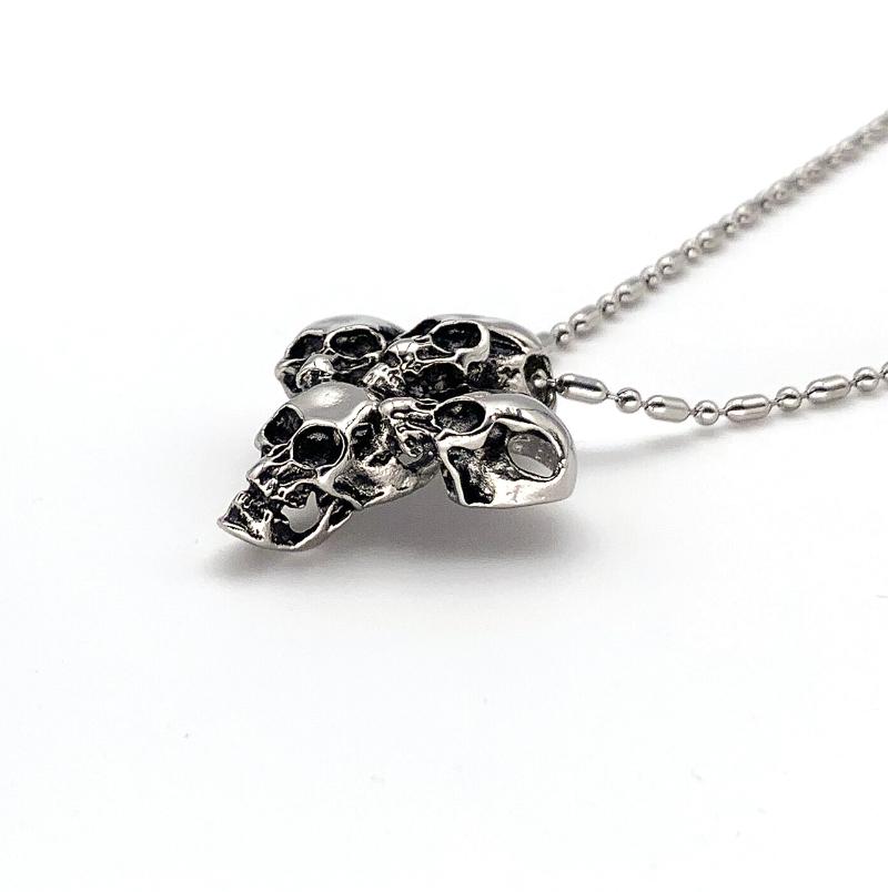 

Chains Gothic Punk Stainless Steel Skulls Pendant Bamboo Chain Necklace For Men Daily Accessories Exquisite Fashion